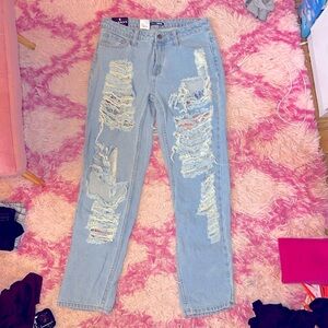 Fashionnova light wash distressed jeans